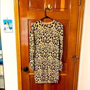 Leopard Print Long Sleeve Dress
